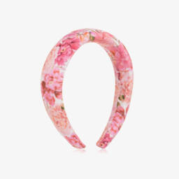 Girls Pink Floral Sateen Padded Hairband