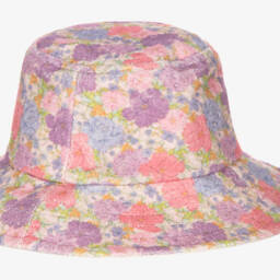 Marlo Kids-Girls Pink Floral Terry Towelling Bucket Hat | Childrensalon