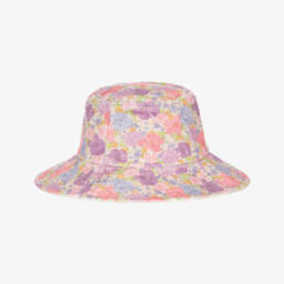 Marlo Kids-Girls Pink Floral Terry Towelling Bucket Hat | Childrensalon