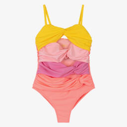 Marlo Kids-Girls Pink & Yellow Twisty Swimsuit | Childrensalon