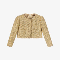 Жакет блестящий золотой твидовый для девочек