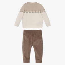 Mayoral Для новорожденных-Брючный комплект бежево-коричневый из вельветовых брюк для малышей | Childrensalon