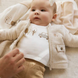 Mayoral Newborn-Baby Boys Beige & Ivory Cotton Tracksuit Set | Childrensalon