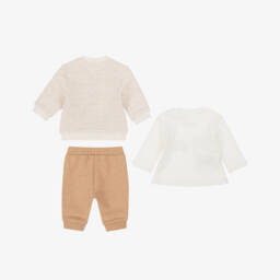 Mayoral Newborn-Baby Boys Beige & Ivory Cotton Tracksuit Set | Childrensalon