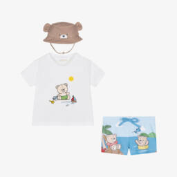 Mayoral Newborn-Baby Boys Blue & Brown Teddy Beach Set | Childrensalon