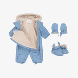 Mayoral Newborn-Baby Boys Blue Quilted Snowsuit | Childrensalon