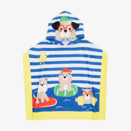 Mayoral Newborn-Baby Boys Blue Striped Cotton Poncho Towel | Childrensalon