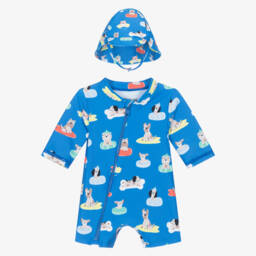 Mayoral Newborn-Baby Boys Blue Sunsuit Set (UPF40+) | Childrensalon