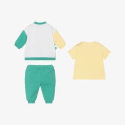 Mayoral Newborn-Baby Boys Green Dino Cotton Tracksuit Set | Childrensalon
