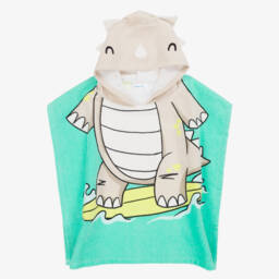 Mayoral-Baby Boys Green Dinosaur Poncho Towel | Childrensalon