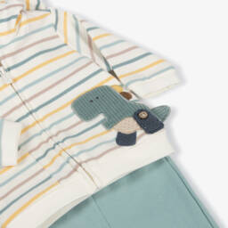 Mayoral Newborn-Baby Boys Green & Ivory Cotton Dinosaur Tracksuit Set | Childrensalon