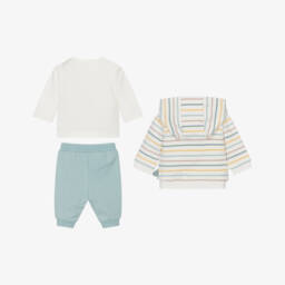 Mayoral Newborn-Baby Boys Green & Ivory Cotton Dinosaur Tracksuit Set | Childrensalon