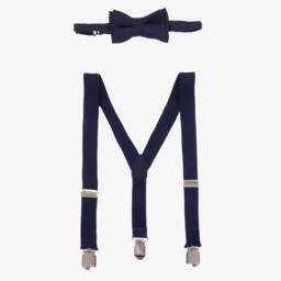 Mayoral-Baby Boys Navy Blue Braces & Bow Tie Set | Childrensalon