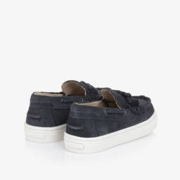 Mayoral-Baby Boys Navy Blue Suede Leather Loafers | Childrensalon