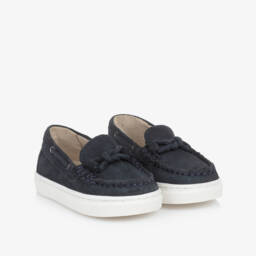 Mayoral-Baby Boys Navy Blue Suede Leather Loafers | Childrensalon