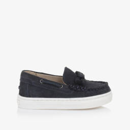 Mayoral-Baby Boys Navy Blue Suede Leather Loafers | Childrensalon