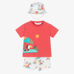 Mayoral Newborn-Baby Boys Red & Ivory Toucan Beach Set | Childrensalon