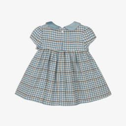 Mayoral Newborn-Baby Girls Blue & Beige Houndstooth Dress | Childrensalon