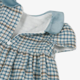 Mayoral Newborn-Baby Girls Blue & Beige Houndstooth Dress | Childrensalon