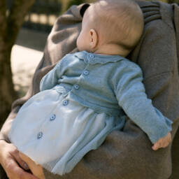 Mayoral Для новорожденных-Baby Girls Blue Knit & Tulle Dress | Childrensalon