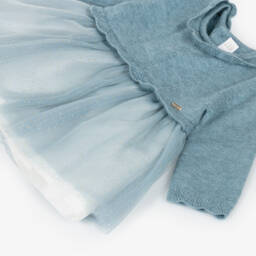 Mayoral Для новорожденных-Baby Girls Blue Knit & Tulle Dress | Childrensalon