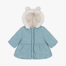 Mayoral Newborn-Baby Girls Blue Reversible Coat | Childrensalon