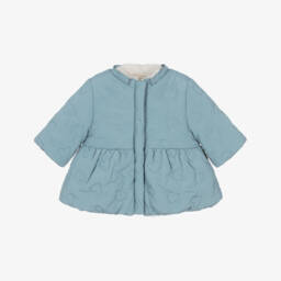 Mayoral Newborn-Baby Girls Blue Reversible Coat | Childrensalon