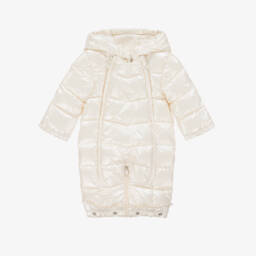 Mayoral Newborn-Baby Girls Ivory Sheen Padded Snowsuit | Childrensalon