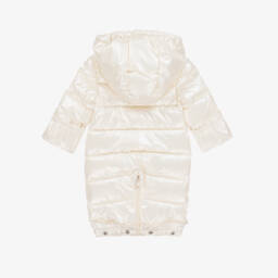 Mayoral Newborn-Baby Girls Ivory Sheen Padded Snowsuit | Childrensalon