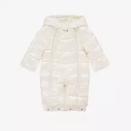 Mayoral Newborn-Baby Girls Ivory Sheen Padded Snowsuit | Childrensalon