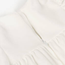 Mayoral Newborn-فستان مخمل بتطريز سموك لون عاجي للبنات الرضع | Childrensalon