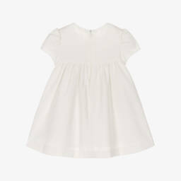 Mayoral Newborn-فستان مخمل بتطريز سموك لون عاجي للبنات الرضع | Childrensalon