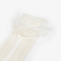 Mayoral Для новорожденных-Колготки с кружевной отделкой кремовые для малышей | Childrensalon