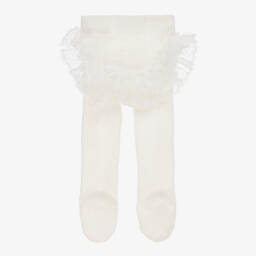 Mayoral Для новорожденных-Колготки с кружевной отделкой кремовые для малышей | Childrensalon