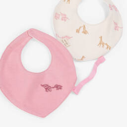 Mayoral Newborn-Baby Girls Pink Cotton Elephant Bibs (2 Pack) | Childrensalon