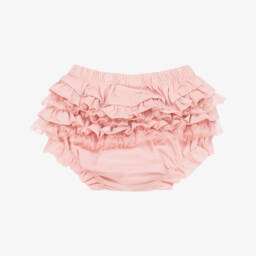 Mayoral Newborn-Baby Girls Pink Cotton Jersey Frilly Pants | Childrensalon