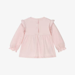Mayoral Для новорожденных-Baby Girls Pink Cotton Top with Ruffle Trim | Childrensalon