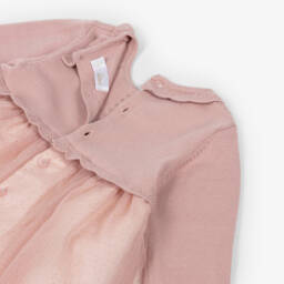 Mayoral-Платье розовое из трикотажа и тюли для малышек | Childrensalon