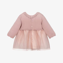 Mayoral-Платье розовое из трикотажа и тюли для малышек | Childrensalon