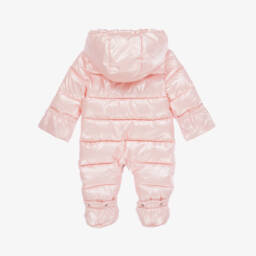 Mayoral Newborn-Baby Girls Pink Sheen Padded Snowsuit | Childrensalon