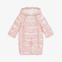 Mayoral Newborn-Baby Girls Pink Sheen Padded Snowsuit | Childrensalon