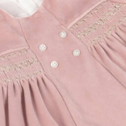 Mayoral Newborn-Baby Girls Pink Smocked Velvet Dress | Childrensalon