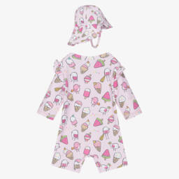 Mayoral Newborn-Baby Girls Pink Sun Suit Set (UPF40+) | Childrensalon