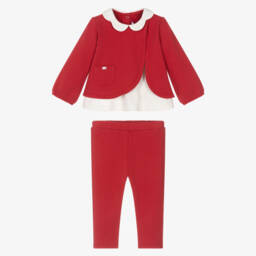 Mayoral Для новорожденных-Baby Girls Red Cotton Jersey Leggings Set | Childrensalon
