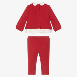 Mayoral Для новорожденных-Baby Girls Red Cotton Jersey Leggings Set | Childrensalon