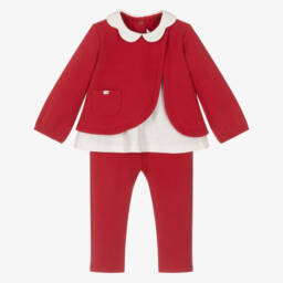 Mayoral Для новорожденных-Baby Girls Red Cotton Jersey Leggings Set | Childrensalon
