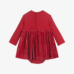 Mayoral Newborn-Baby Girls Red Jersey & Velvet Pleated Dress | Childrensalon