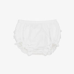 Mayoral Newborn-Baby Girls White Cotton Frilly Pants | Childrensalon