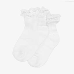 Mayoral Newborn-Baby Girls White Lace Ruffle Socks  | Childrensalon