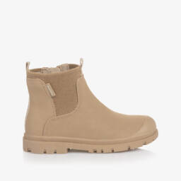 Mayoral-Beige Faux Leather Chelsea Boots | Childrensalon